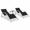 VidaXL Chaises longues 2 pcs avec table Aluminium Noir 1 VidaXL Chaises longues 2 pcs avec table Aluminium Noir -Bains de soleil Soldes image 1 310534