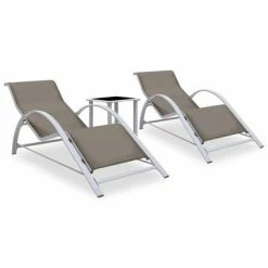VidaXL Chaises longues 2 pcs avec table Aluminium Taupe