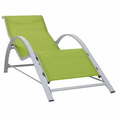 VidaXL Chaise longue Textilène et aluminium Vert 3 VidaXL Chaise longue Textilène et aluminium Vert