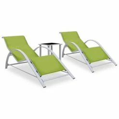 VidaXL Chaises longues 2 pcs avec table Aluminium Vert