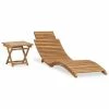 VidaXL Chaise longue pliable avec table Bois de teck solide 2 VidaXL Chaise longue pliable avec table Bois de teck solide -Bains de soleil Soldes image 1 310666