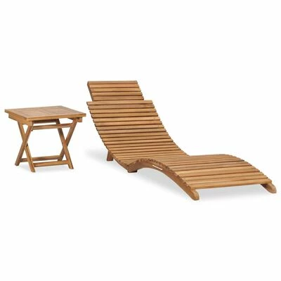 VidaXL Chaise longue pliable avec table Bois de teck solide 3 VidaXL Chaise longue pliable avec table Bois de teck solide