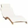 VidaXL Chaise longue pliable avec coussin blanc crème Bois de teck 1 VidaXL Chaise longue pliable avec coussin blanc crème Bois de teck -Bains de soleil Soldes image 1 310667