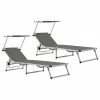 VidaXL Chaises longues pliables et toit 2 pcs Aluminium textilène Gris 1 VidaXL Chaises longues pliables et toit 2 pcs Aluminium textilène Gris -Bains de soleil Soldes image 1 312460