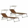 VidaXL Chaises longues pliables toit 2 pcs Aluminium textilène Marron 1 VidaXL Chaises longues pliables toit 2 pcs Aluminium textilène Marron -Bains de soleil Soldes image 1 312461