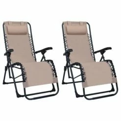 VidaXL Chaises pliables de terrasse 2 pcs Taupe Textilène