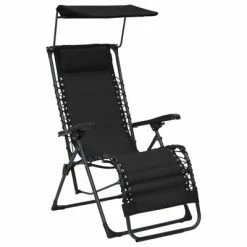 VidaXL Chaise pliable de terrasse Textilène Noir