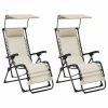 VidaXL Chaises pliables de terrasse 2 pcs Textilène Crème -Bains de soleil Soldes image 1 312472