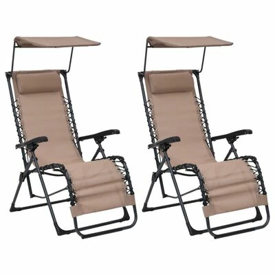 VidaXL Chaises pliables de terrasse 2 pcs Textilène Taupe 3 VidaXL Chaises pliables de terrasse 2 pcs Textilène Taupe
