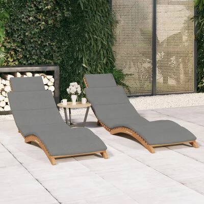 VidaXL Chaises longues 2 pcs avec coussins Bois massif de teck 4 VidaXL Chaises longues 2 pcs avec coussins Bois massif de teck – Image 2
