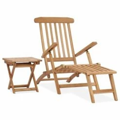 VidaXL Chaise longue de jardin avec repose-pied et table Bois de teck