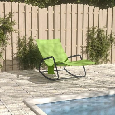 VidaXL Chaise longue Acier et textilène Vert 4 VidaXL Chaise longue Acier et textilène Vert – Image 2