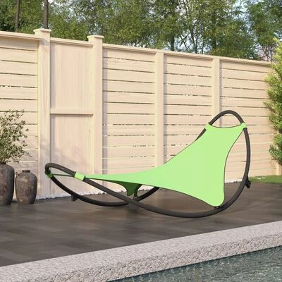 VidaXL Chaise longue à bascule avec roues Acier et textilène Vert 4 VidaXL Chaise longue à bascule avec roues Acier et textilène Vert – Image 2