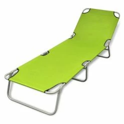 VidaXL Chaise longue pliable Acier enduit de poudre Vert pomme