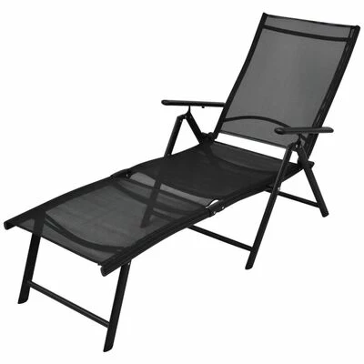 VidaXL Chaise longue pliable Aluminium Noir 3 VidaXL Chaise longue pliable Aluminium Noir