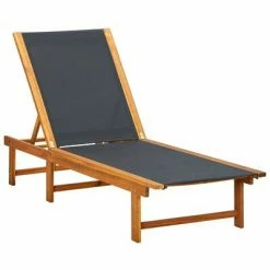 VidaXL Chaise longue Bois d'acacia solide et textilène