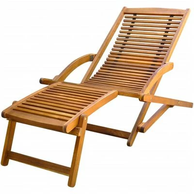 VidaXL Chaise de terrasse avec repose-pied Bois d'acacia solide 3 VidaXL Chaise de terrasse avec repose-pied Bois d'acacia solide