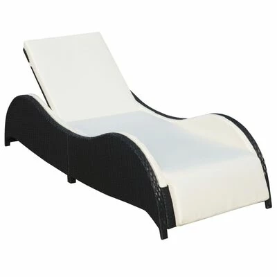 VidaXL Chaise longue avec coussin Résine tressée Noir 3 VidaXL Chaise longue avec coussin Résine tressée Noir
