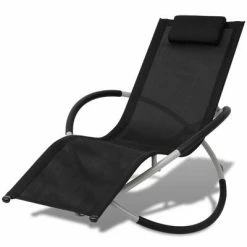 VidaXL Chaise longue géométrique d'extérieur Acier Noir et gris