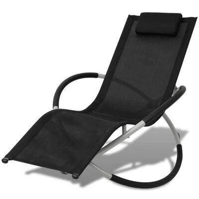 VidaXL Chaise longue géométrique d'extérieur Acier Noir et gris 3 VidaXL Chaise longue géométrique d'extérieur Acier Noir et gris