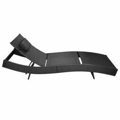 VidaXL Chaise longue Résine tressée Noir
