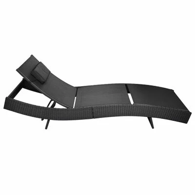 VidaXL Chaise longue Résine tressée Noir 3 VidaXL Chaise longue Résine tressée Noir