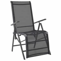 VidaXL Chaise inclinable de terrasse Aluminium et textilène Noir