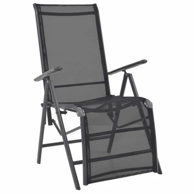 VidaXL Chaise inclinable de terrasse Aluminium et textilène Noir 3 VidaXL Chaise inclinable de terrasse Aluminium et textilène Noir