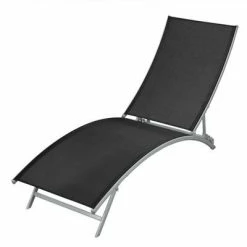 VidaXL Chaise longue Acier et textilène Noir