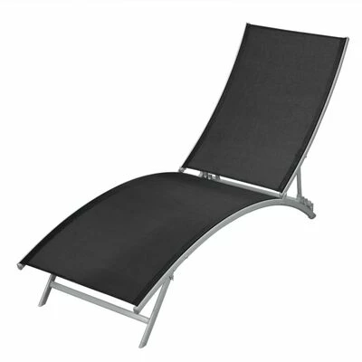 VidaXL Chaise longue Acier et textilène Noir 3 VidaXL Chaise longue Acier et textilène Noir