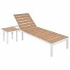 VidaXL Chaise longue avec table Aluminium WPC Blanc et Marron 2 VidaXL Chaise longue avec table Aluminium WPC Blanc et Marron -Bains de soleil Soldes image 1 42869