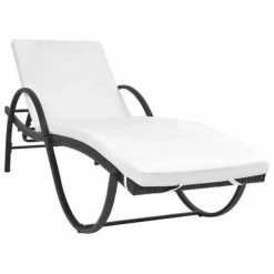 VidaXL Chaise longue avec coussin Résine tressée Noir