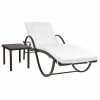 VidaXL Chaise longue avec coussin et table Résine tressée Marron 1 VidaXL Chaise longue avec coussin et table Résine tressée Marron -Bains de soleil Soldes image 1 42885