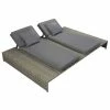 VidaXL Chaise longue double avec coussin Résine tressée Gris -Bains de soleil Soldes image 1 42888