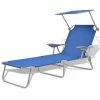 VidaXL Chaise longue avec auvent Acier Bleu 2 VidaXL Chaise longue avec auvent Acier Bleu -Bains de soleil Soldes image 1 42931