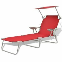VidaXL Chaise longue avec auvent Acier Rouge
