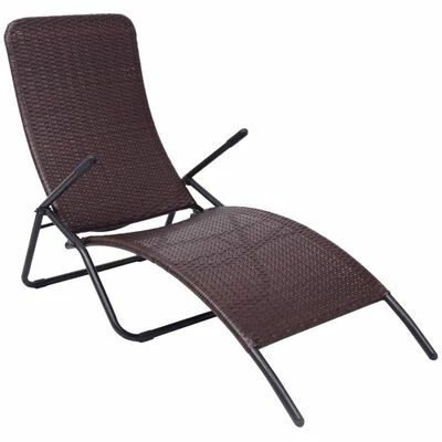 VidaXL Chaise longue pliable Rotin synthétique Marron 3 VidaXL Chaise longue pliable Rotin synthétique Marron