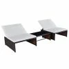 VidaXL Chaises longues 2 pcs avec table Résine tressée Marron 2 VidaXL Chaises longues 2 pcs avec table Résine tressée Marron -Bains de soleil Soldes image 1 43068