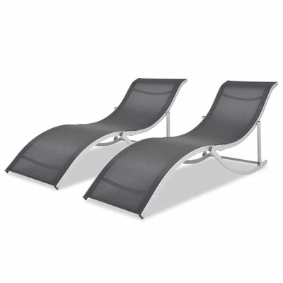 VidaXL Chaises longues pliantes 2 pcs Aluminium et Textilène 3 VidaXL Chaises longues pliantes 2 pcs Aluminium et Textilène