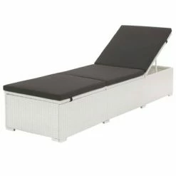 VidaXL Chaise longue avec coussin Résine tressée Blanc