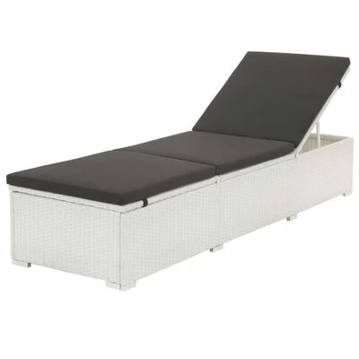 VidaXL Chaise longue avec coussin Résine tressée Blanc 3 VidaXL Chaise longue avec coussin Résine tressée Blanc