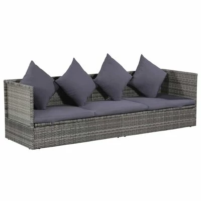 VidaXL Lit de jardin Gris 200x60 cm Résine tressée 3 VidaXL Lit de jardin Gris 200x60 cm Résine tressée