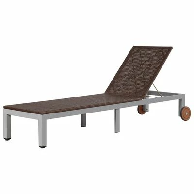 VidaXL Chaise longue avec roues Résine tressée Marron 3 VidaXL Chaise longue avec roues Résine tressée Marron