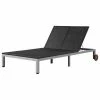 VidaXL Chaise longue double avec roues Résine tressée Noir 2 VidaXL Chaise longue double avec roues Résine tressée Noir -Bains de soleil Soldes image 1 43977