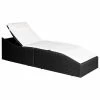 VidaXL Chaise longue avec coussin Résine tressée Noir