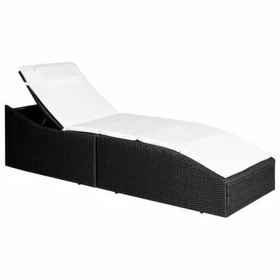 VidaXL Chaise longue avec coussin Résine tressée Noir 3 VidaXL Chaise longue avec coussin Résine tressée Noir