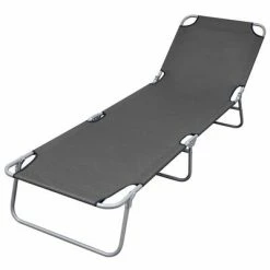 VidaXL Chaise longue pliable avec dossier réglable Gris