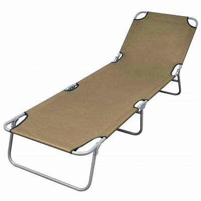 VidaXL Chaise longue pliable avec dossier réglable Taupe 3 VidaXL Chaise longue pliable avec dossier réglable Taupe