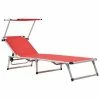 VidaXL Chaise longue pliable avec auvent Aluminium et textilène Rouge 2 VidaXL Chaise longue pliable avec auvent Aluminium et textilène Rouge -Bains de soleil Soldes image 1 44334