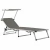 VidaXL Chaise longue pliable avec auvent Aluminium et textilène Gris -Bains de soleil Soldes image 1 44335